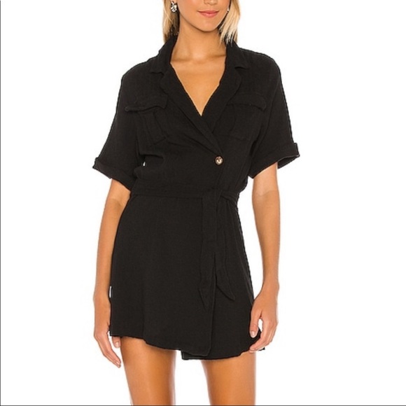 NWOT Free People Black Button Mini Dress Large - Picture 1 of 7